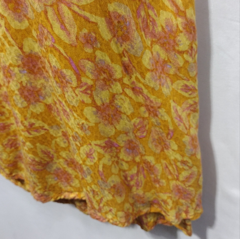 Free People Jael Mini Dress Women's M Yellow Floral Artsy Cottagecore Peasant - Picture 7 of 13